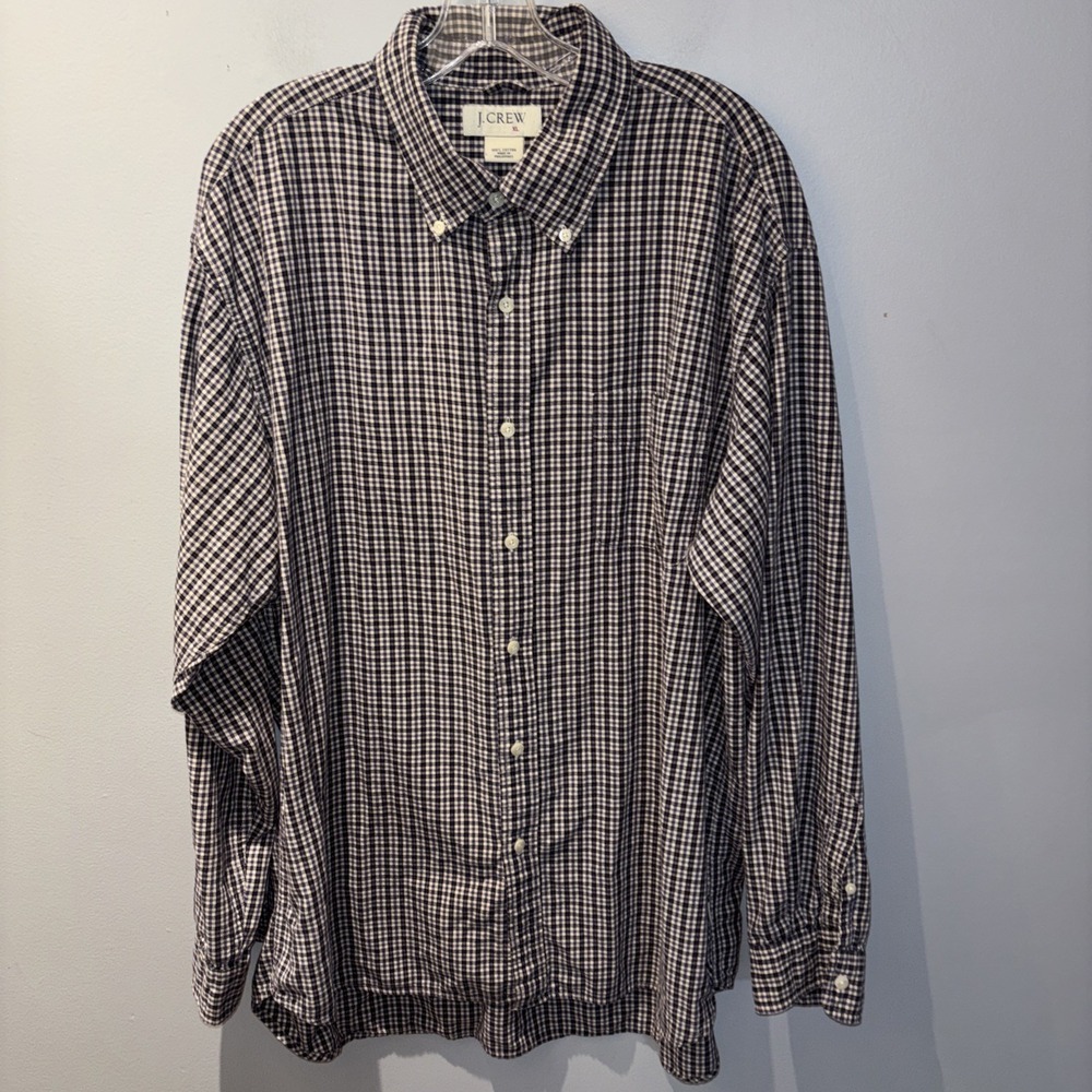 J Crew Blue Plaid‎ Button Down Shirt Long Sleeve Casual Office Men's Sz XL